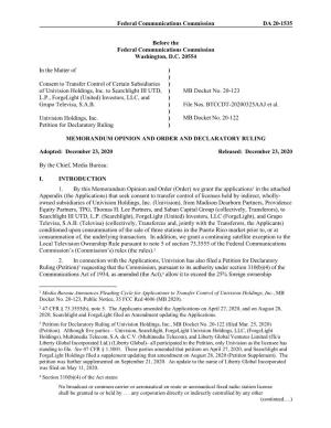 Univision Holdings, Inc. to Searchlight III UTD, ) MB Docket No