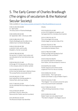 5. the Early Career of Charles Bradlaugh (The Origins of Secularism & the National Secular Society)