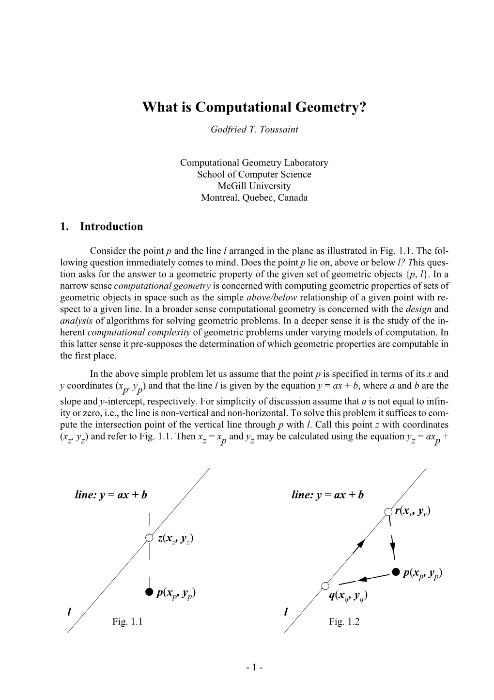 What Is Computational Geometry? Godfried T