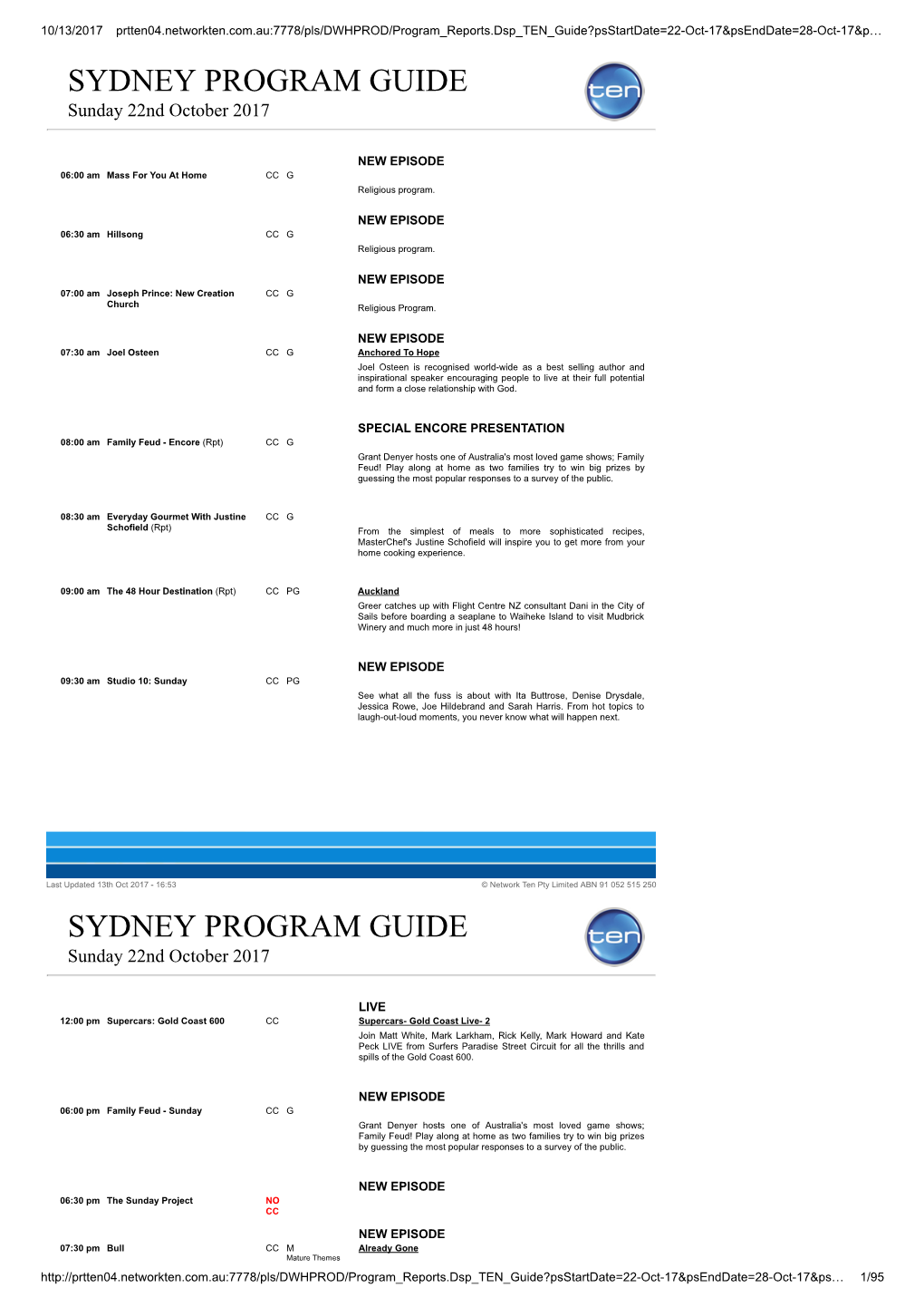 Sydney Program Guide Sydney Program