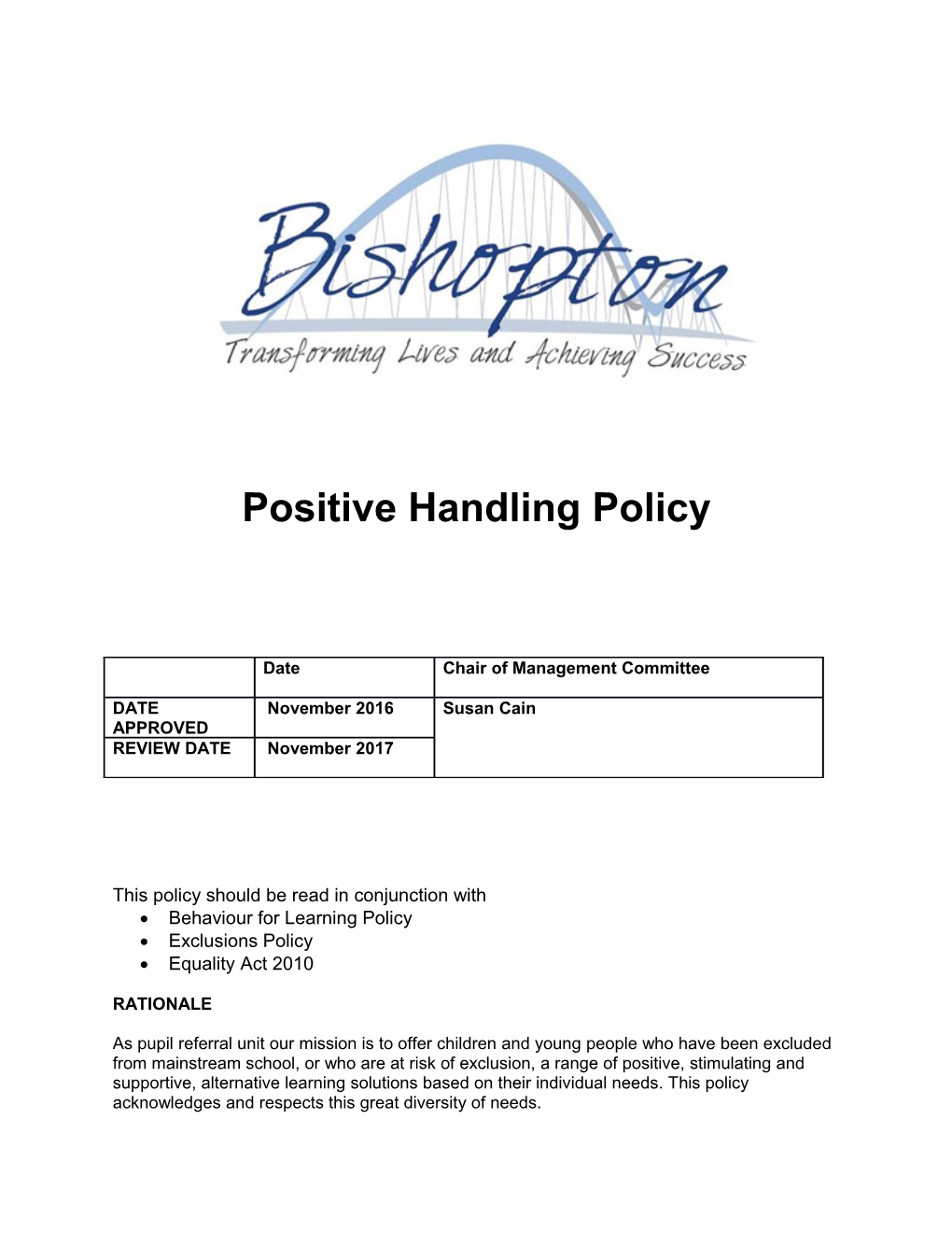 Positive Handling Policy