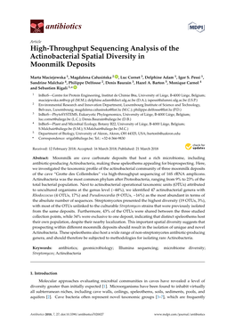 High-Throughput Sequencing Analysis of the Actinobacterial Spatial Diversity in Moonmilk Deposits