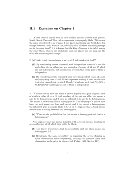 H.1 Exercises on Chapter 1