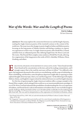War of the Words: War and the Length of Poems Uri S
