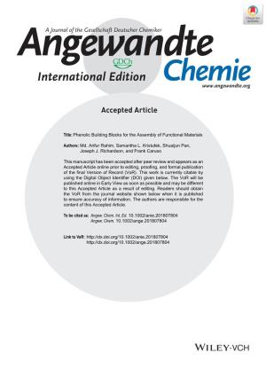 Angewandtea Journal of the Gesellschaft Deutscher Chemiker International Edition Chemie