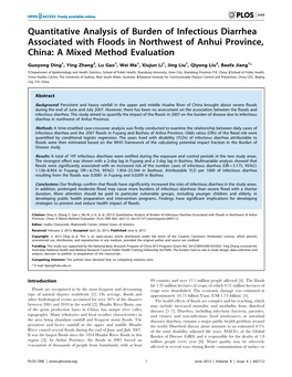 Quantitative Analysis of Burden of Infectious Diarrhea Associated with Floods in Northwest of Anhui Province, China: a Mixed Method Evaluation