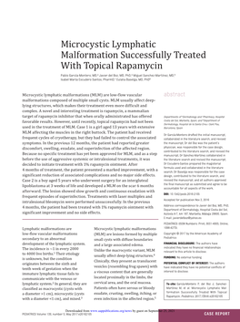 Microcystic Lymphatic Malformation Successfully Treated with Topical