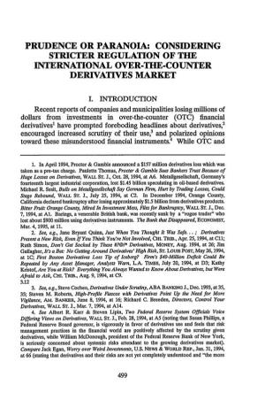 Considering Stricter Regulation of the International Over-The-Counter Derivatives Market