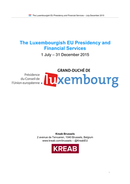 The Luxembourgish EU Presidency and Financial Services – July-December 2015