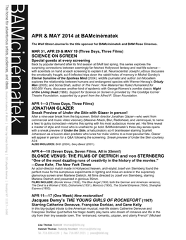 APR & MAY 2014 at Bamcinématek