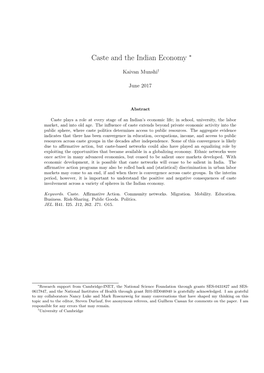 Caste and the Indian Economy ∗