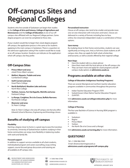 Off-Campus Sites and Regional Colleges