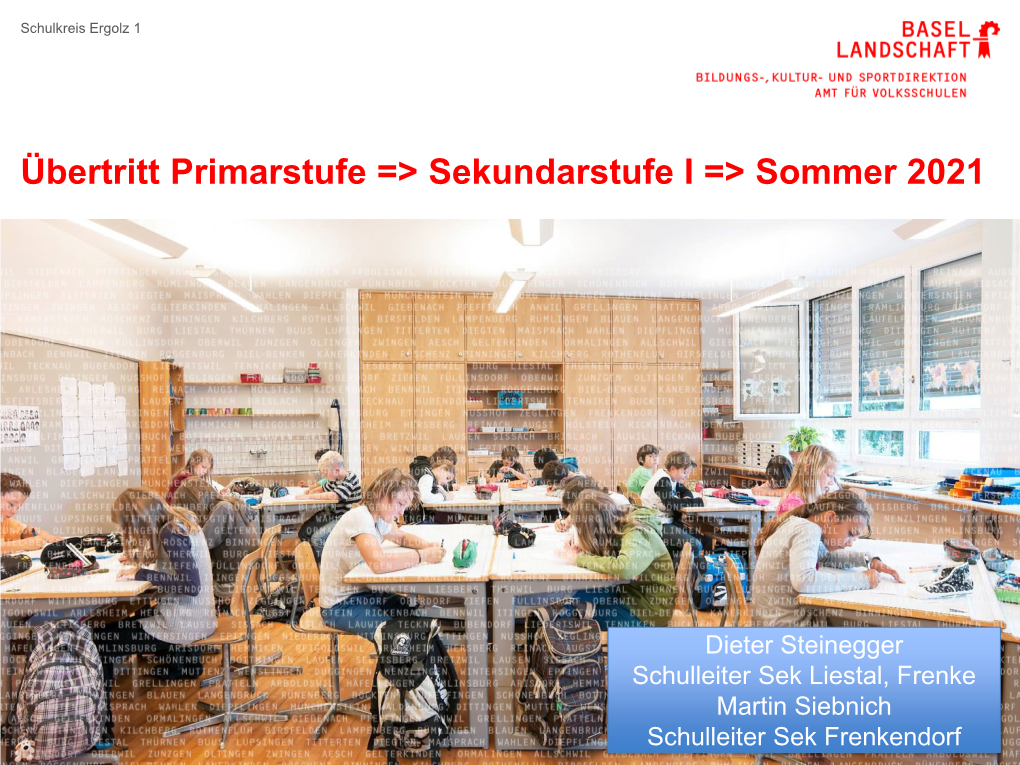 Übertritt Primarstufe => Sekundarstufe I => Sommer 2021