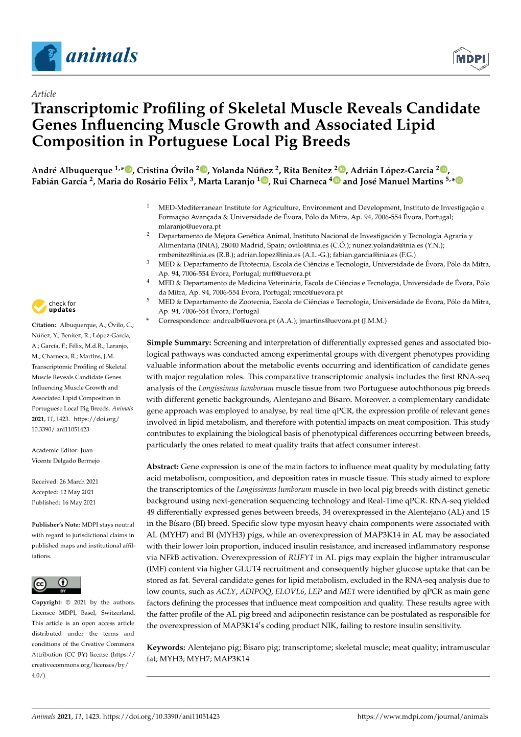 Transcriptomic Profiling of Skeletal Muscle Reveals Candidate Genes