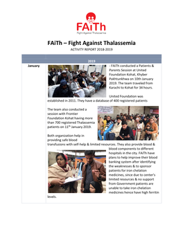 Faith – Fight Against Thalassemia ACTIVITY REPORT 2018-2019