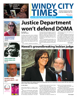 Justice Department Won't Defend Doma