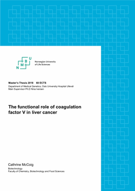 The Functional Role of Coagulation Factor V in Liver Cancer