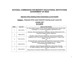 National Commission for Minority Educational Institutions Government of India ………
