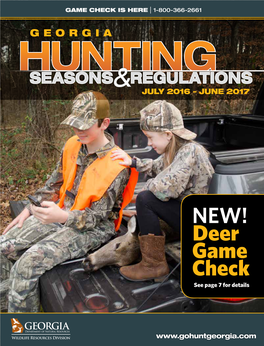 Deer Game Check See Page 7 for Details