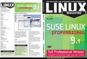 SUSE LINUX 9.1 PROFESSIONAL DECEMBER 2004 Anage Security, and Perform ,M Fice Re Ealplayer, TV Player, and Jukebox