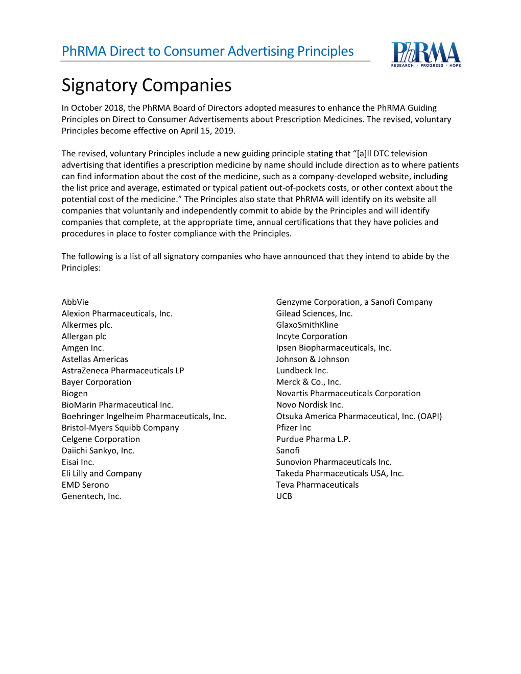 Signatory Companies