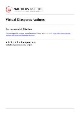 Virtual Diasporas Authors