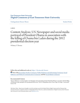 Content Analysis: U.S. Newspaper and Social Media Portrayal Of