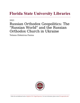Views the ‘Russian World.’” Occasional Papers on Religion in Eastern Europe 35, No
