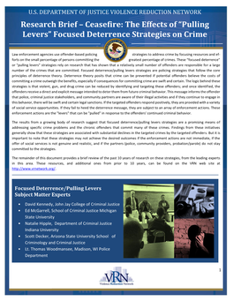 “Pulling Levers” Focused Deterrence Strategies on Crime