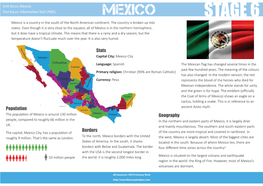 STAGE 6 Mexico Is a Country in the South of the North American Conti Nent