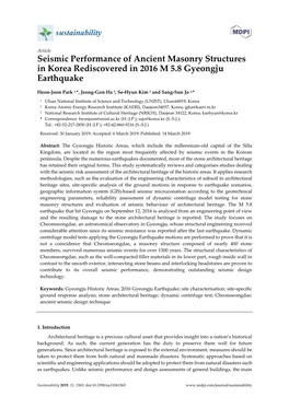 Seismic Performance of Ancient Masonry Structures in Korea Rediscovered in 2016 M 5.8 Gyeongju Earthquake