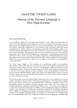 CHAPTER TWENTY-ONE History of the German Language 4 New High German
