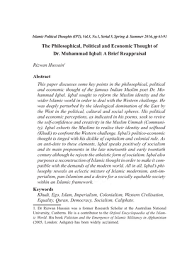 The Philosophical, Political and Economic Thought of Dr