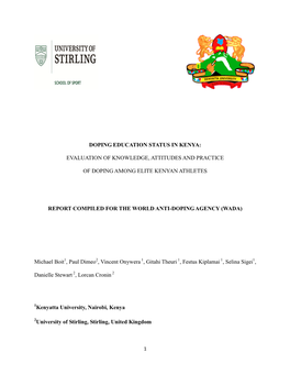Doping Education Status in Kenya: Evaluation Of
