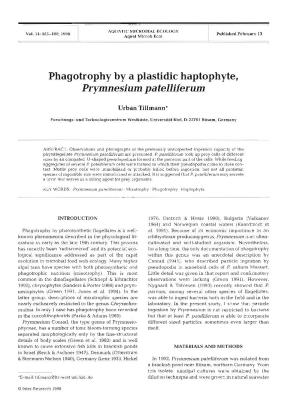 Phagotrophy by a Plastidic Haptophyte, Prymnesium Pa Tellifer Urn
