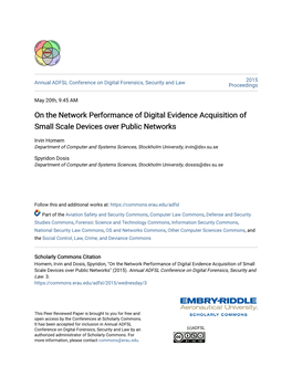 On the Network Performance of Digital Evidence Acquisition of Small Scale Devices Over Public Networks