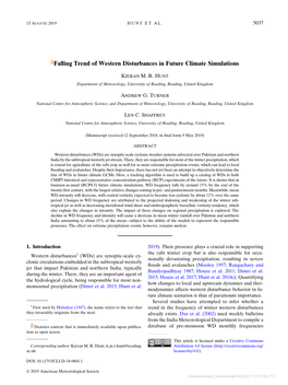 Falling Trend of Western Disturbances in Future Climate Simulations