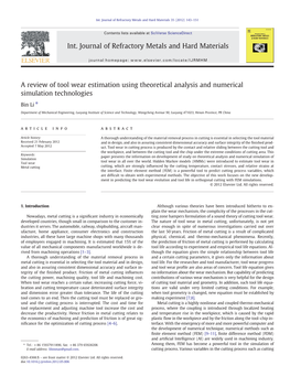 A Review of Tool Wear Estimation Using Theoretical Analysis and Numerical Simulation Technologies