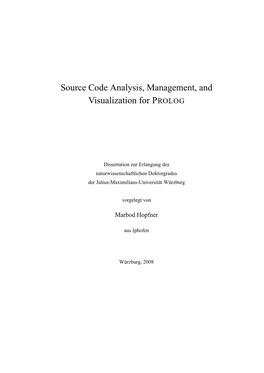 Source Code Analysis, Management, and Visualization for PROLOG