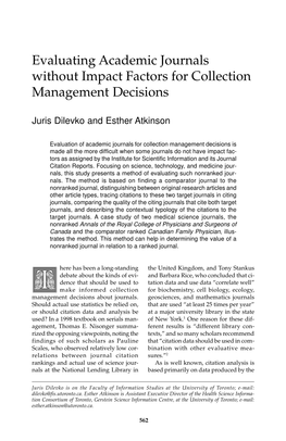 Evaluating Academic Journals Without Impact Factors for Collection Management Decisions