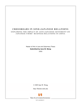 Crossroads in Sino-Japanese Relations Exploring the Impact of Anti-Japanese Sentiment on Japanese Firms’ Business Relations in China