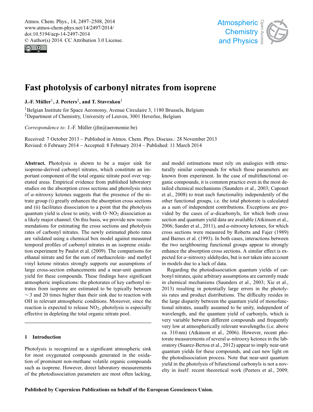 Fast Photolysis of Carbonyl Nitrates from Isoprene