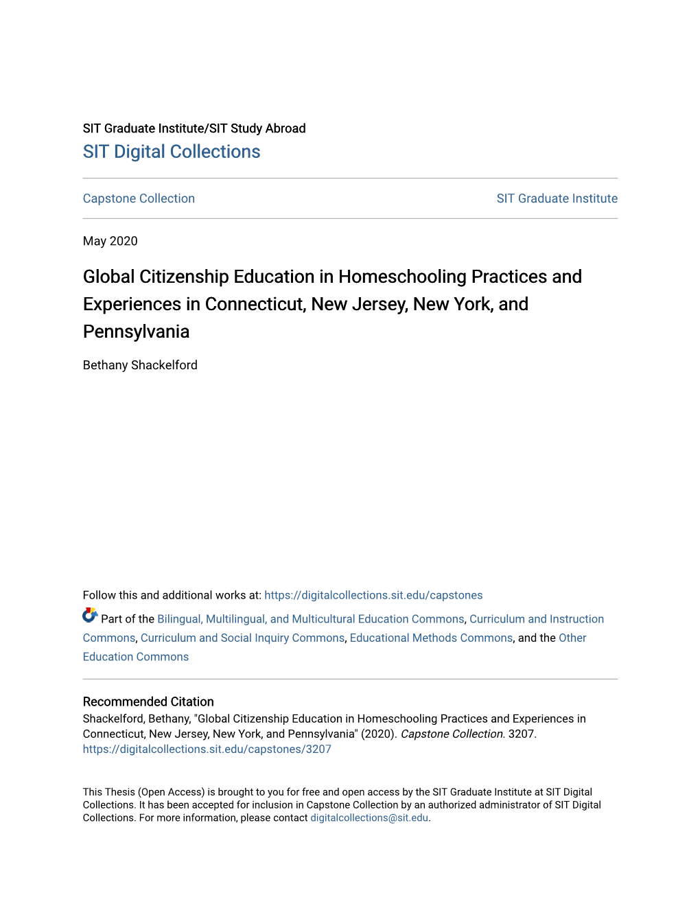 Global Citizenship Education in Homeschooling Practices and Experiences in Connecticut, New Jersey, New York, and Pennsylvania