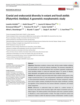 Cranial and Endocranial Diversity in Extant and Fossil Atelids (Platyrrhini: Atelidae): a Geometric Morphometric Study