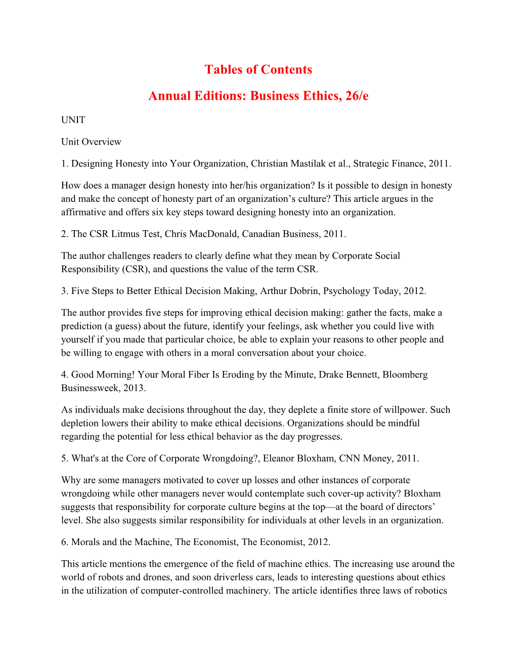 Annual Editions: Business Ethics, 26/E