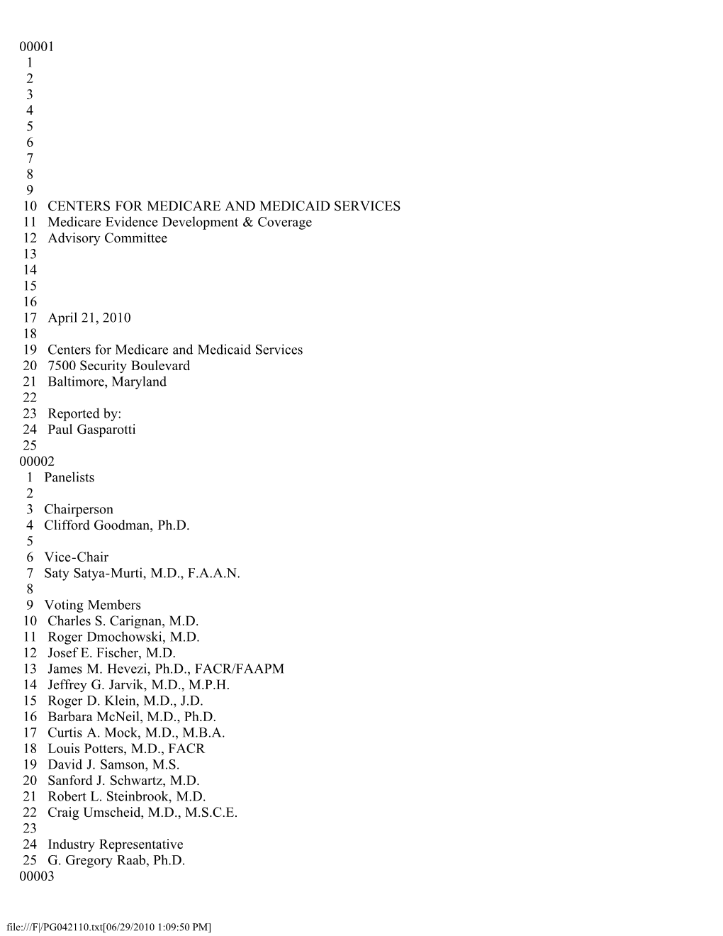 00001 1 2 3 4 5 6 7 8 9 10 Centers for Medicare and Medicaid