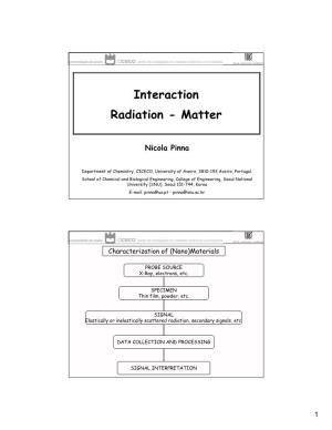 Interaction Radiation - Matter