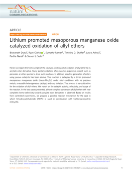 Lithium Promoted Mesoporous Manganese Oxide Catalyzed Oxidation of Allyl Ethers