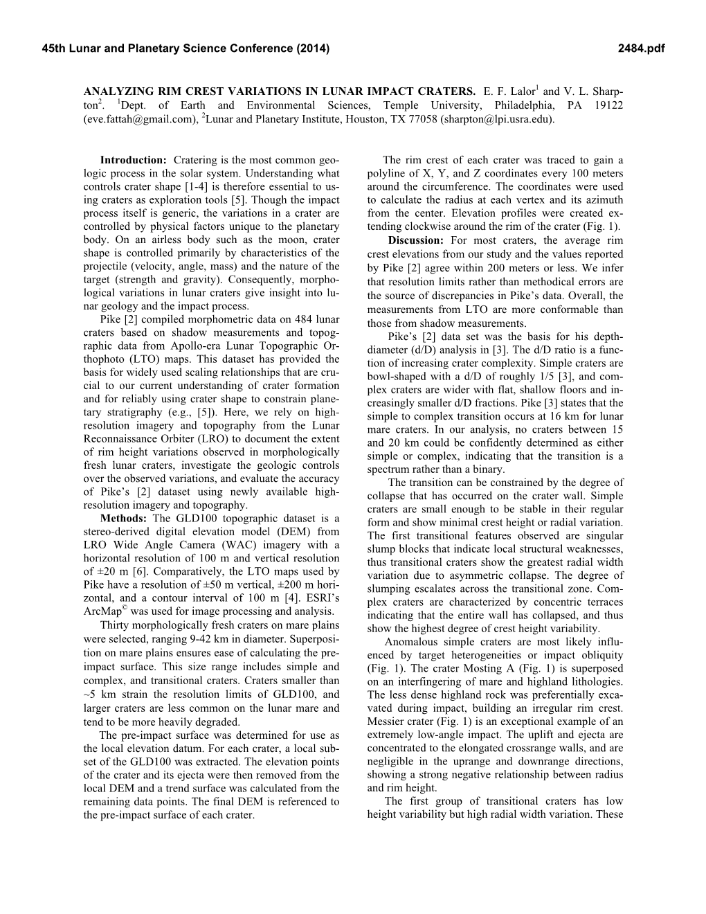 Analyzing Rim Crest Variations in Lunar Impact Craters