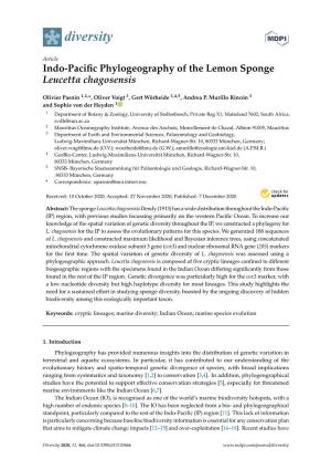 Indo-Pacific Phylogeography of the Lemon Sponge Leucetta Chagosensis
